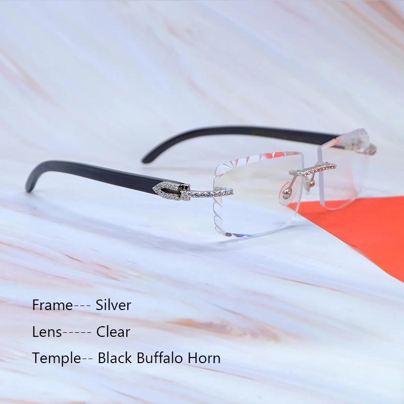 Buzlu Out Güneş Gözlükleri Elmas Kesim Şık Rhinestones Carter Siyah Manda Boynuzu Lüks Gözlük Vintage Güneş Gözlükleri Y2K Dekorasyon