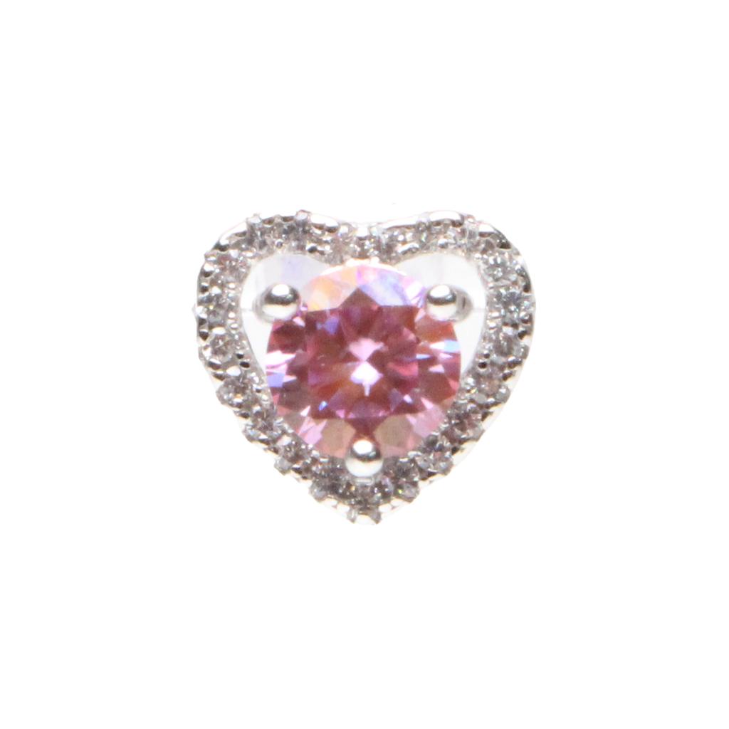 Bien Vetu Pink Moissanite Earrings Heart Pave Setting 0.5 Carat 203