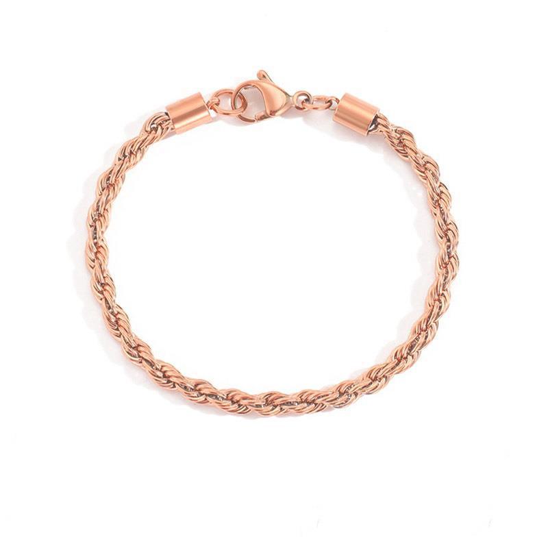 

Stainless Steel Rope Chain Bracelet Women Bangle Gold Color Minimalist 3mm 4mm Hand Accessories Trend Hippie Jewelry Female C048 width 3mm&16.5cm