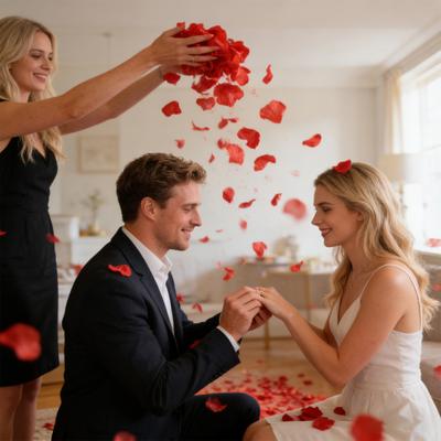 300Pcs Artificial Rose Petals Realistic Reusable Fake Silk Flower Petals Decoration DIY Wedding Party Non-woven Fabric Flower Props
