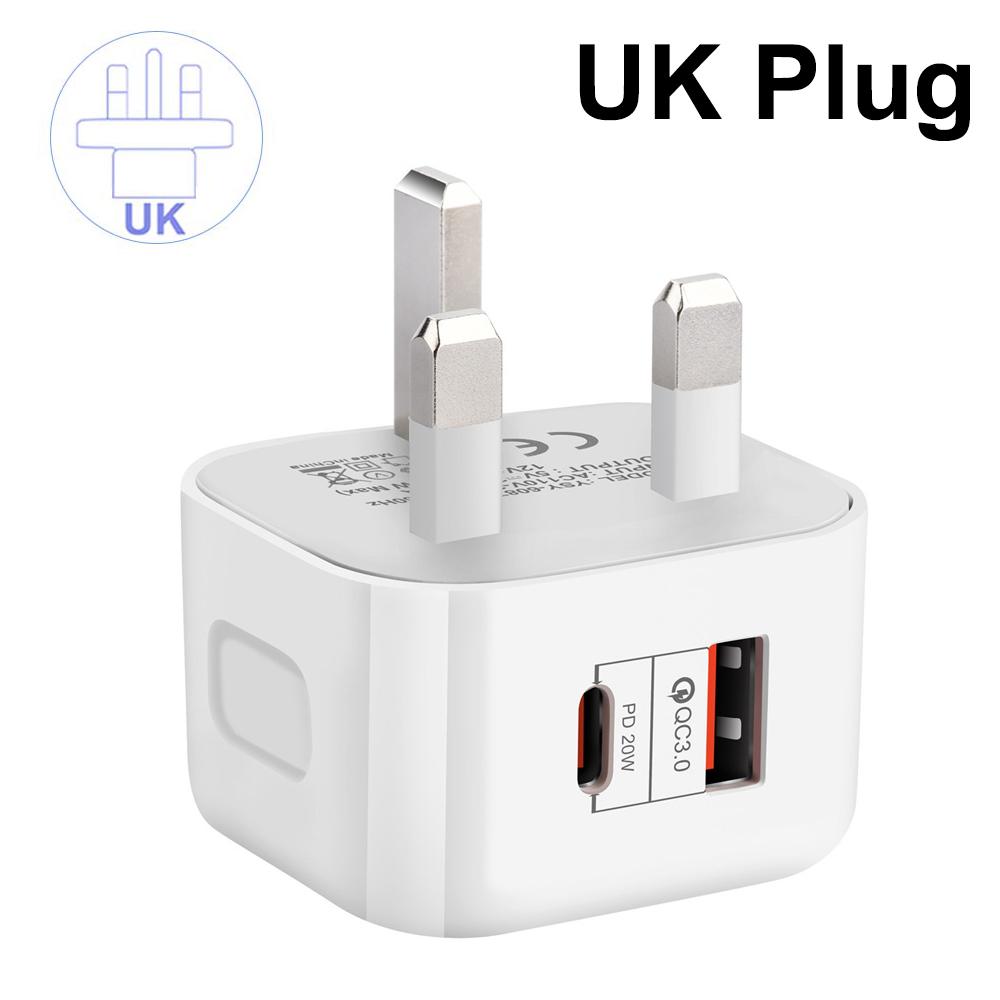 EU US UK 20W Dual Ports Type C USB C PD Wall Charger Fast Quick Charging Power Adapters For 11 12 13 14 15 Samsung