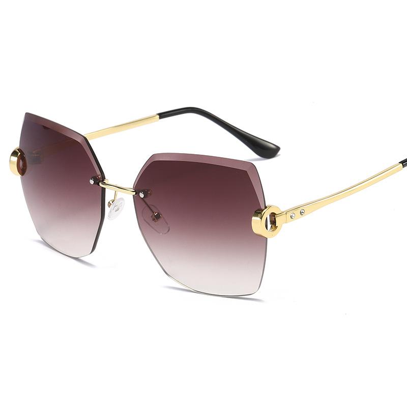 Mode Übergroße Randlose Sonnenbrille Damen Berühmte Luxusmarke Design Sexy Vintage Dame Sommerstil Sonnenbrille