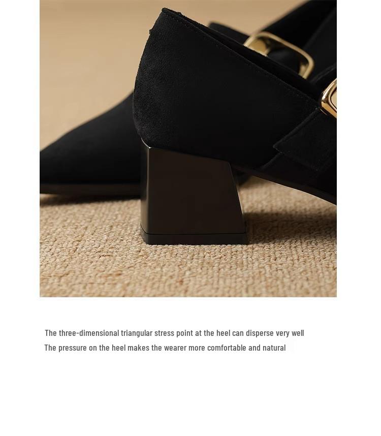 Französische Retro Mary Jane High Heels - Exquisiter Frühling/Herbst 2025 Stil für Damen mit spitzer Zehenpartie, perfekt zu Röcken.