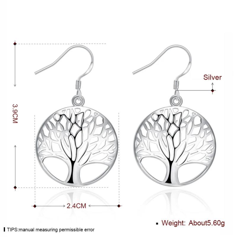 Tree Of Life Alloy Earrings And Necklace Set Simple Fashion Jewelry For Women Plant Design Elegant Gift