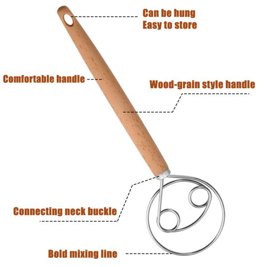 Mehlmischer Dänischer Teigschaber Edelstahl Brotmischer zum einfachen Mischen Pfannkuchen Keksteig Hackbraten Teig Werkzeug Küchenutensil