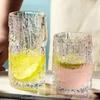 250ml/350ml Bark Patterned Glass Water Cup for Female Relief Glass Cups Drinks Summer Fruit Juice Beverage Milk Cup Water Bottle