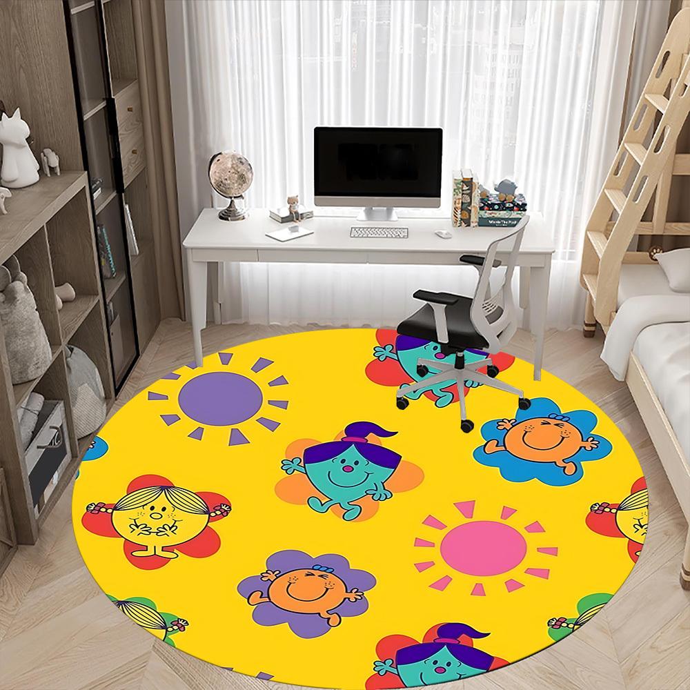 1pc Flower Sun Office Round Area Rug, Under Office Chairs Bedroom Living Room Home Decor, Room Deco, Available in Various Sizes