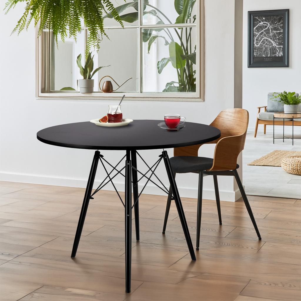 Modern Scandinavian Black Round Table For Living Room Dining Room Kitchen