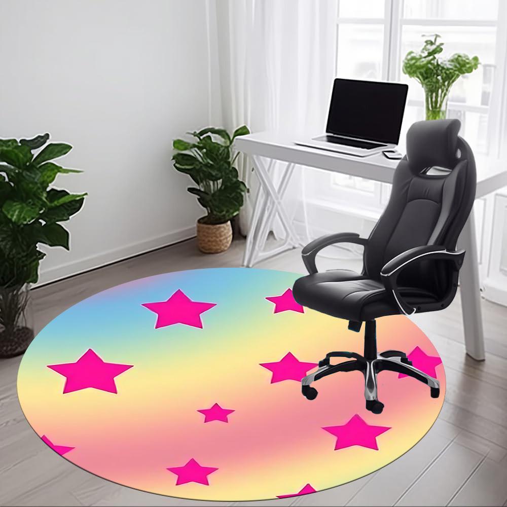 1pc Star PatternChair Carpet for Office, Indoor Non-Slip Washable Polyester Fiber Carpet, Mat For Office, Machine Washable