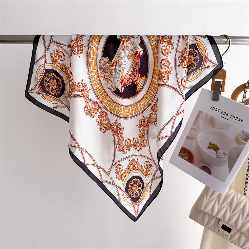 Elegant Spring Floral Silk-Blend Square Scarf - Headscarf & Neck Protection Neckerchief for Women