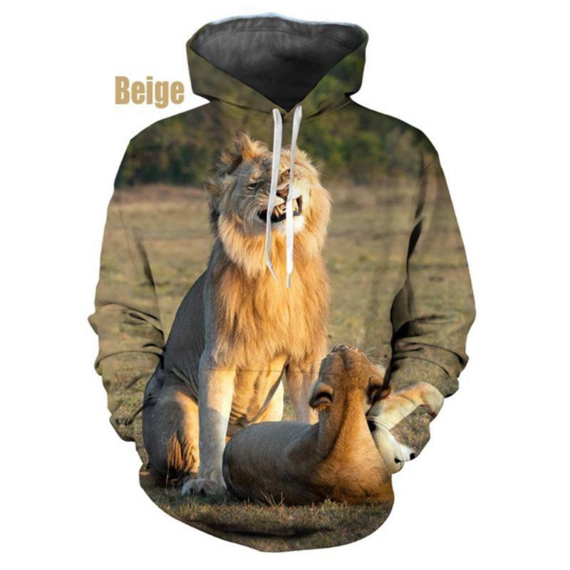 

Мужская и женская толстовка с капюшоном с принтом льва на 3D-принте Толстовки с принтом льва на 3D-принте Модный мужской повседневный пуловер 3XL