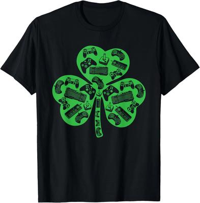 Funny Gamer Gift Game Shamrock St Patricks Day Unisex T-Shirt