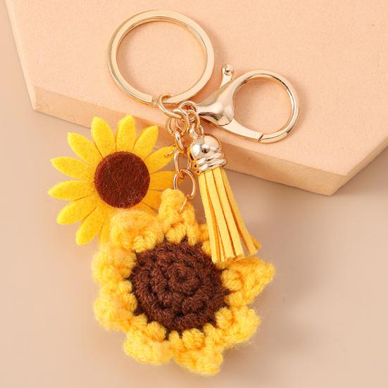 Keychain Vintage Bee Flower Design Handbag Pendant Bronze Buckle Faux Leather Charm Keyring Bags