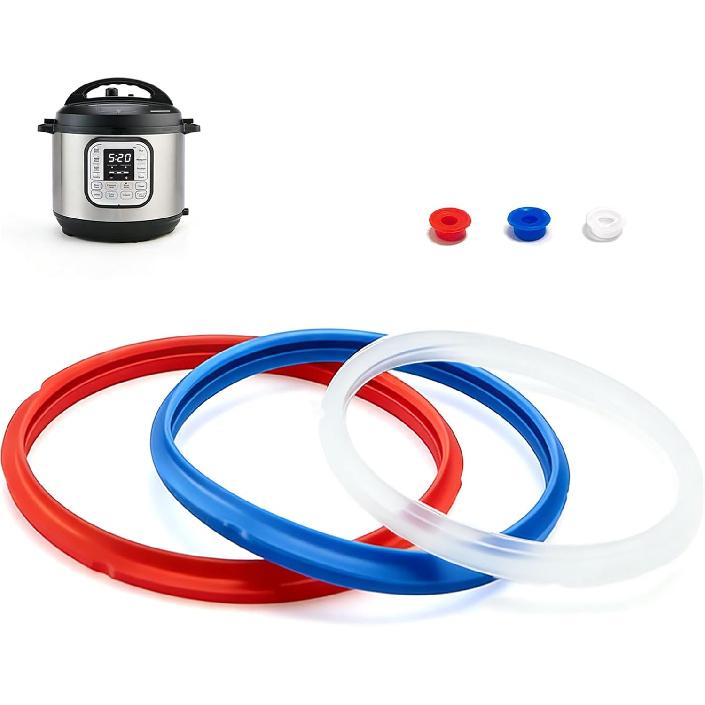 3 Pack Sealing Ring 6 Qt for tant Pot Sealing Rings Replacement for 5/6Qt tant Pot Seal, With 3 Float Valve Caps, Food-grade Silicone tapot Gasket