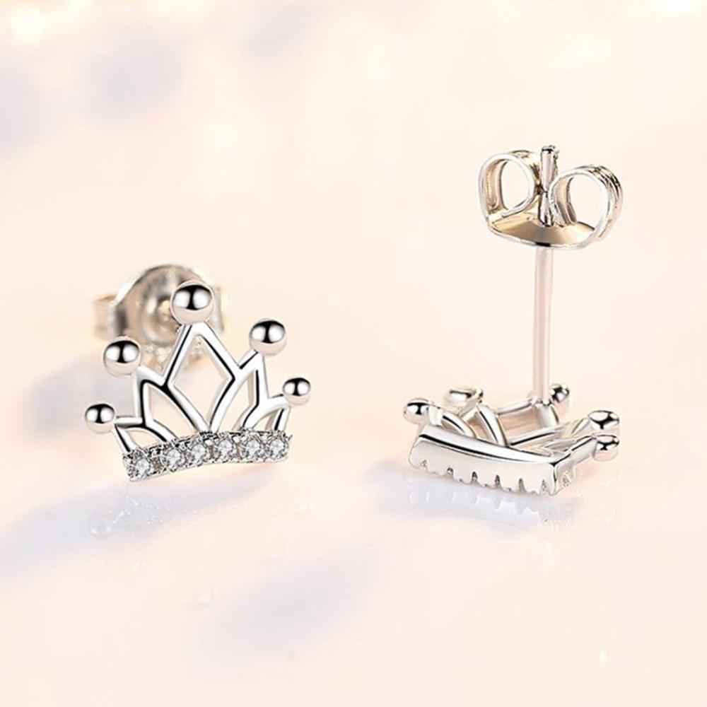 Nehzy 925 Sterling Silver Stud Earrings High Quality Woman Fashion Jewelry New Simple Crown Crystal Zircon Sale Earrings