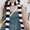 Y2K Girls Knitted Striped Scarf Winter Warm Neck Slim Women Long Scarves Fashion Streetwear Skinny Scarf Decorative Neckerchief