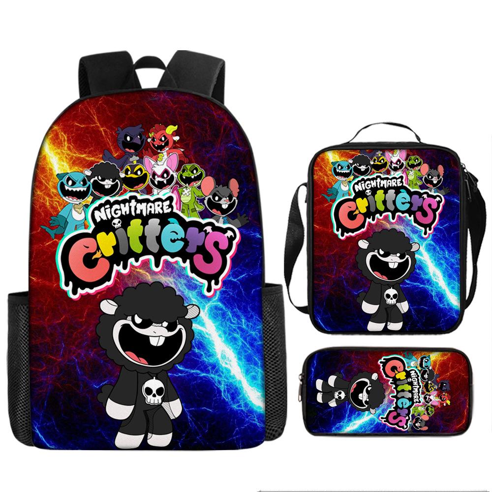 Poppy's Playtime 4 Elementary School Bag Nightmare Critters Large Capacity Backpack 3-piece Set