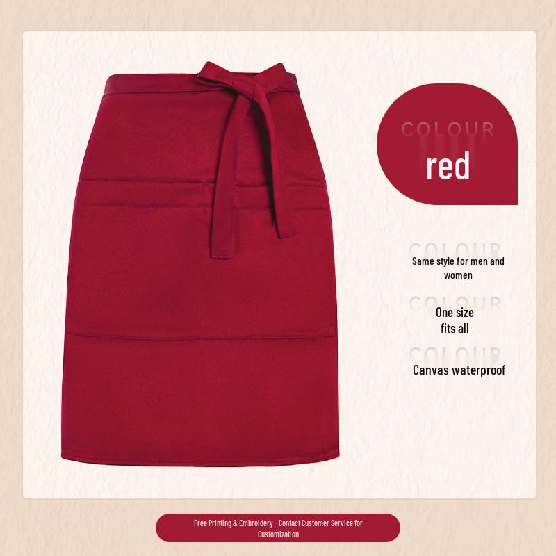 Custom Waterproof Canvas Waist Apron with Logo for Catering, Milk Tea Shops, Baristas