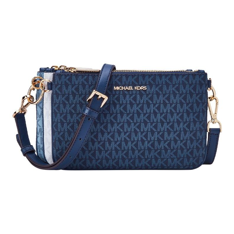 

Michael Kors MK Jet Set Printed Logo Faux Leather Medium Shoulder Crossbody Bag Women bags Navy-Blue White Light-Blue 35F1GTTC6B-407 Basic Set (Bag+Dust Bag)