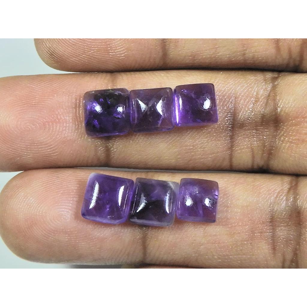 8X8MM Natural Amethst Ring Size Square Cabochon Loose Gemstone 6 Pcs Lot A-422