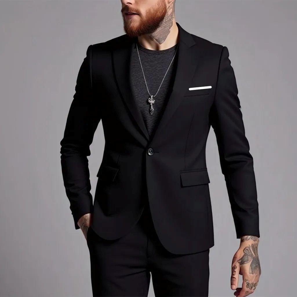

S-5XL High-end Brand Men s Boutique Solid Color Business Casual Suit Jacket Groom Wedding Dress Party Men Blazer Suit Coat S