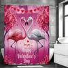 Alla hjärtans dag Flamingo Rosa Träd Duschdraperi, Dekorativt Duschdraperi för Badrum, Vattentätt Duschdraperi med Krokar