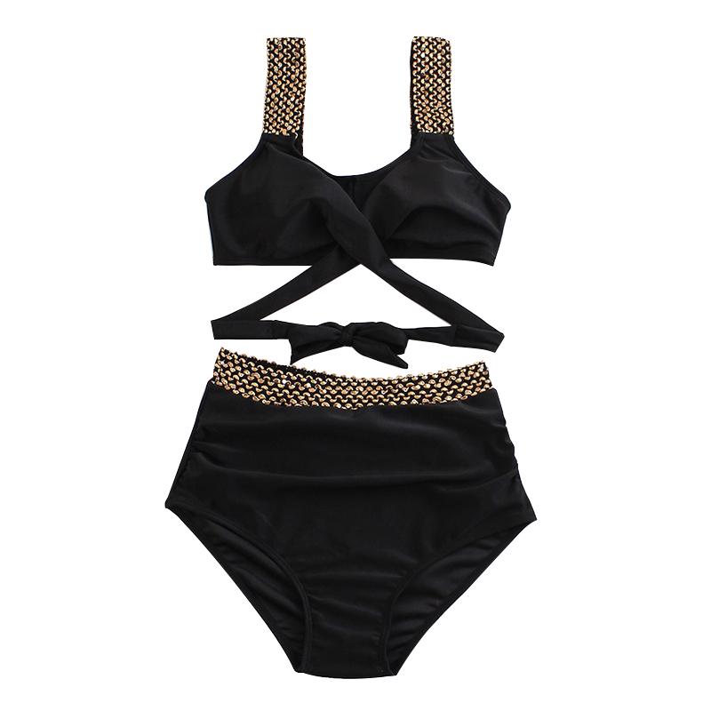 Bikinis Sexy Solides Ensemble 2 Pièces Femmes Maillot de Bain Fendu Serré Dos Nu Taille Haute Vacances Plage Nouveaux Maillots de Bain d'Été