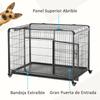 Dog Cage, Foldable Metal, for Large Dogs, 125 x 76 x 81 cm, Wheels, Dark Grey