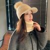 Wollmütze Damenmütze Damen Herbst und Winter Strickmütze Winter Warm Samt Verdickt Ohrenschutz Schal