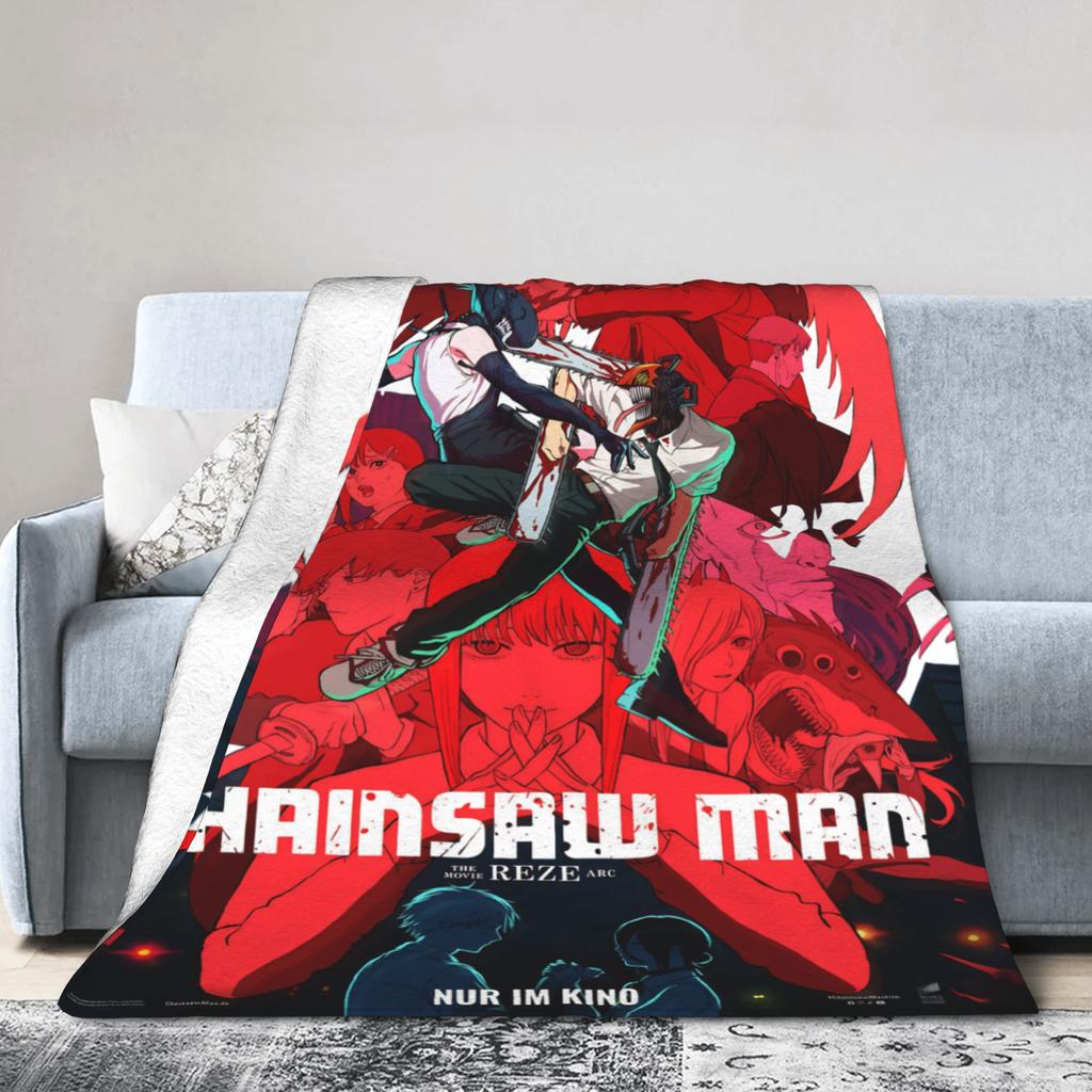 Anime Chainsaw Man Decke Qualität Super Warm Kobeni Manga Denji Power Reze Überwurfdecke Frühling Reise Stuhl Flauschige Tagesdecke