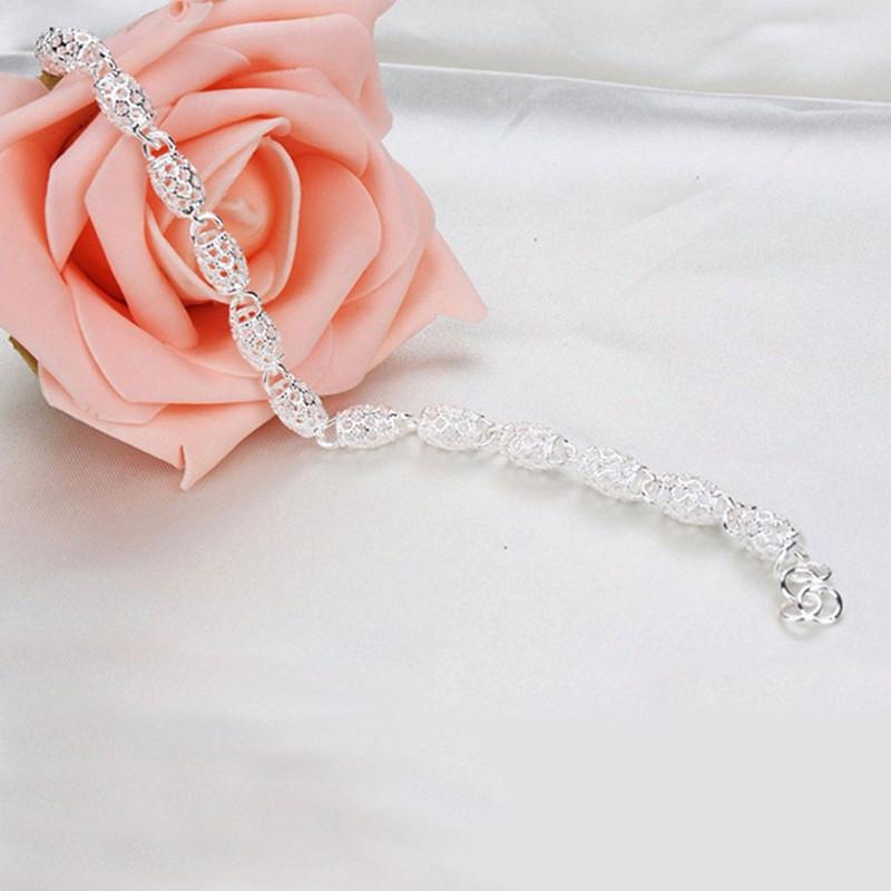 Elegant 925 Sterling Silver Beaded Bracelet with Hollow Ring for Women