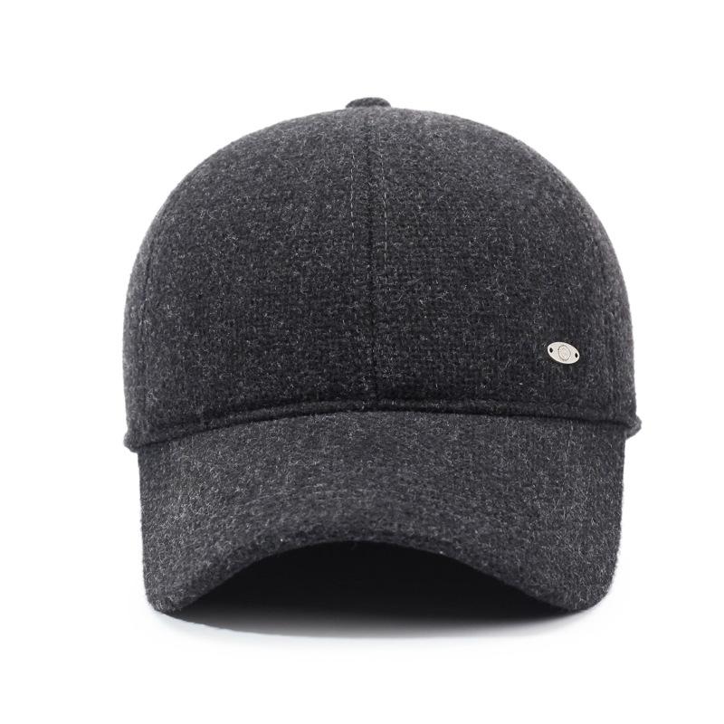 Autumn Winter Men's Ear Protection Cotton Cap Velvet Warm Baseball Cap Middle-Aged and Elderly Outdoor Windproof Cold-Proof Cap