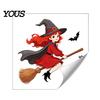 Holiday Home Decoration Halloween Switch Sticker, Witch Riding Broom Light Decal, Creative Decor Self-Adhesive Wall Stickers for Bedroom Living