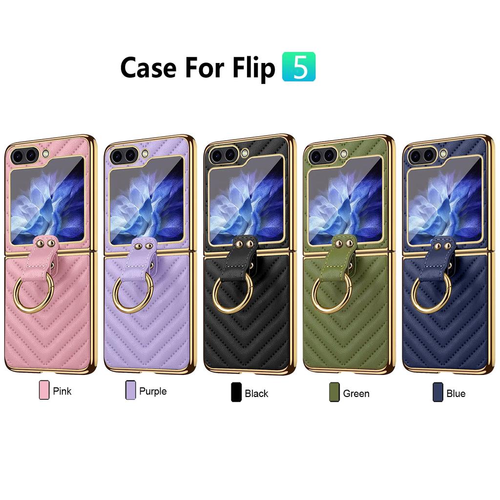 Luxuriöse galvanisierte Handyhülle für Frauen und Mädchen mit Displayschutzfolie und Ring für Samsung Galaxy Z Flip 6 5 4 3 Hülle