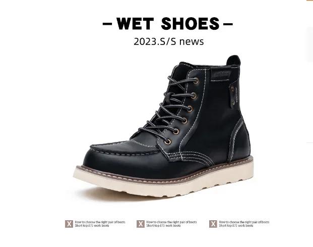 Pánské boty Americké retro boty na nářadí Ležérní Crazy Horse Kožené vintage pánské šněrovací kotníkové boty Hombre Zapatillas Hombe