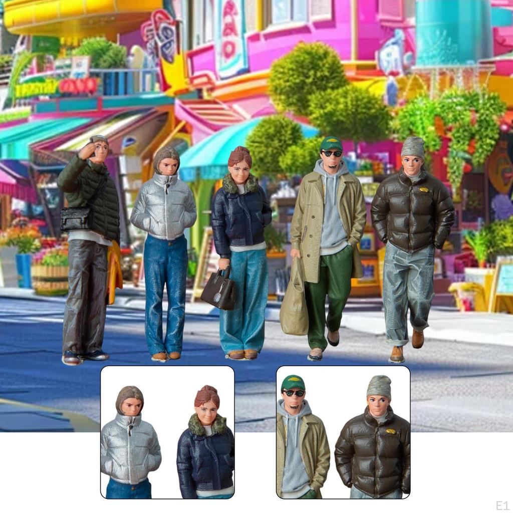 5Pcs 1/64 Scale Figures People Resin Figurines Collections Fashion Man Woman Miniatures for Layout