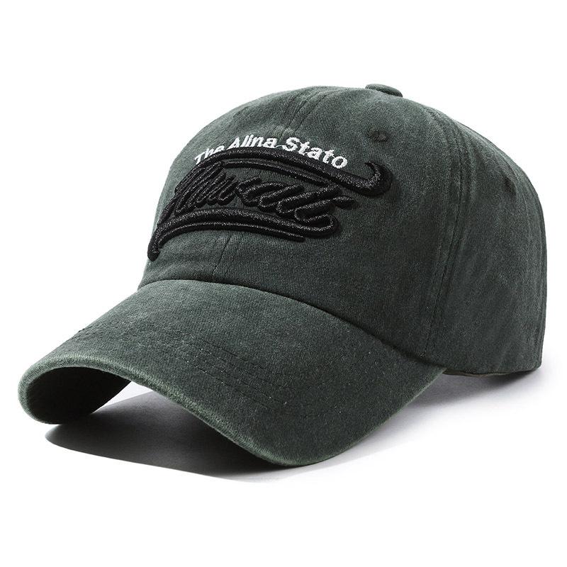 Hat Men'S Spring And Autumn Washing Embroidery Alphabet Baseball Cap Retro Peaked Cap Women'S Tide Casual Shade Sports Sun Hat