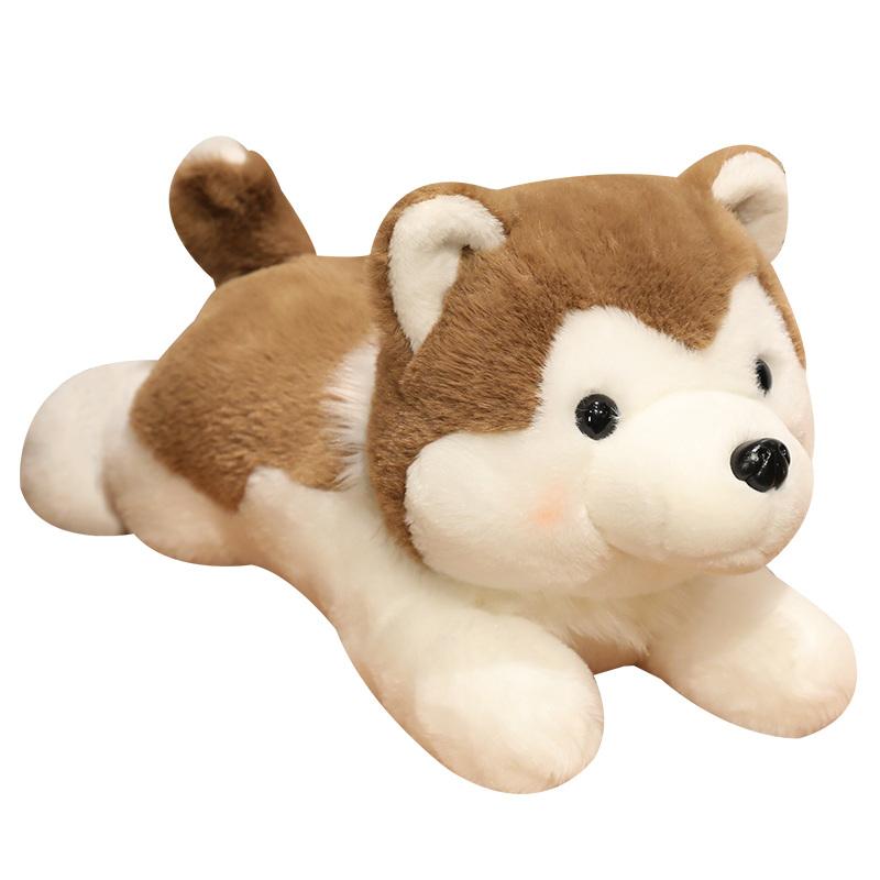 30/40/50CM Cute Husky Dog Plush Toy Stuffed Animal Soft Kawaii Lying Brown Pet Puppy Pillow Doll Toys for Xmas Gift
