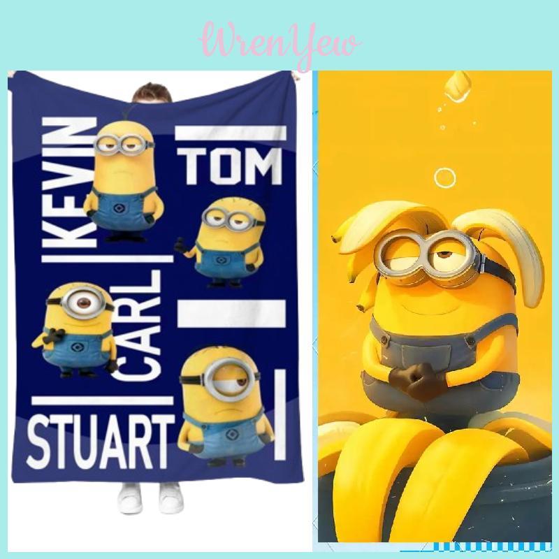 Minions Blanket With Geometric Pattern For Dorm Room And Office Comfort