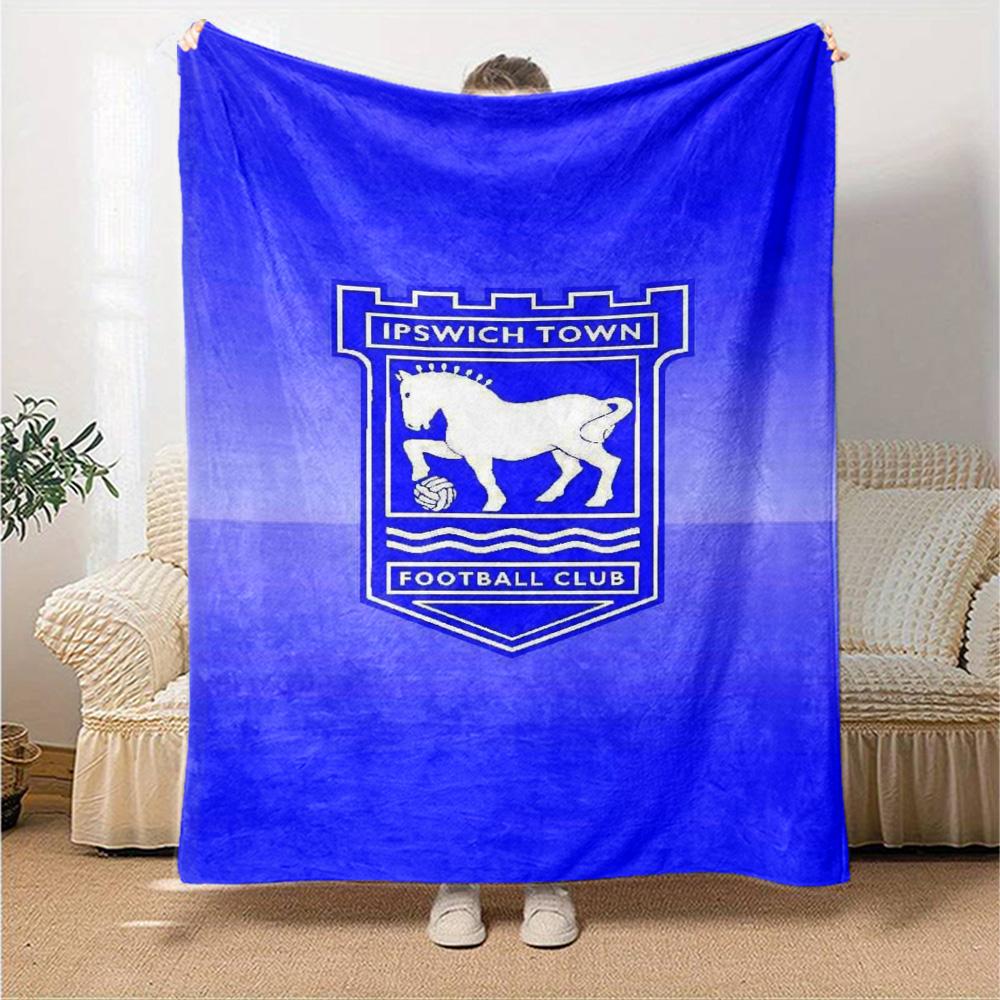 Ipswich Town FC Print Flannel Blanket High Quality Warm Comfortable Cover for All Seasons Perfect for Gifts Home Decor