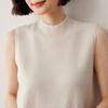 Women's Sleeveless Cashmere Wool Vest - Autumn/Winter High Neck Knit Sweater Base Layer