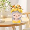 Cute Girl with Fruits On Head Flower Pot Desktop Decoration for Garden Decor Compact Versatile Desk