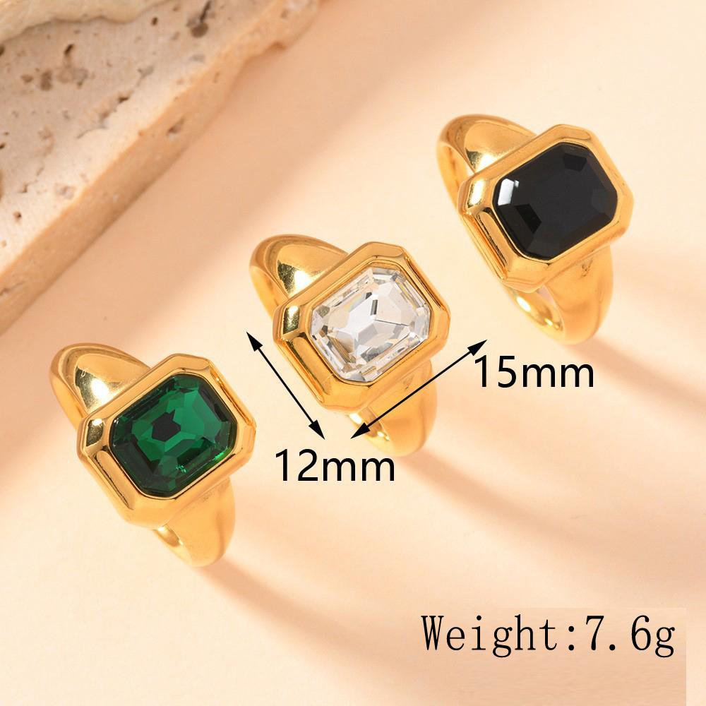 Anello Minimalista Quadrato con Zircone da Donna Acciaio Inossidabile Colore Oro Anelli alla Moda Zircone Geometrico di Lusso Regalo di Compleanno Vendita all'Ingrosso