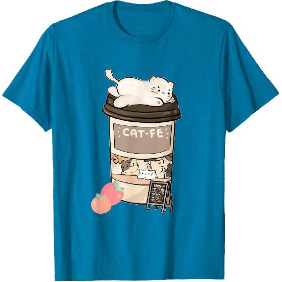 Süßes Katzencafé, Kawaii Katzenkaffee, Anime Neko Kitty, Katzen Wortspiele T-Shirt
