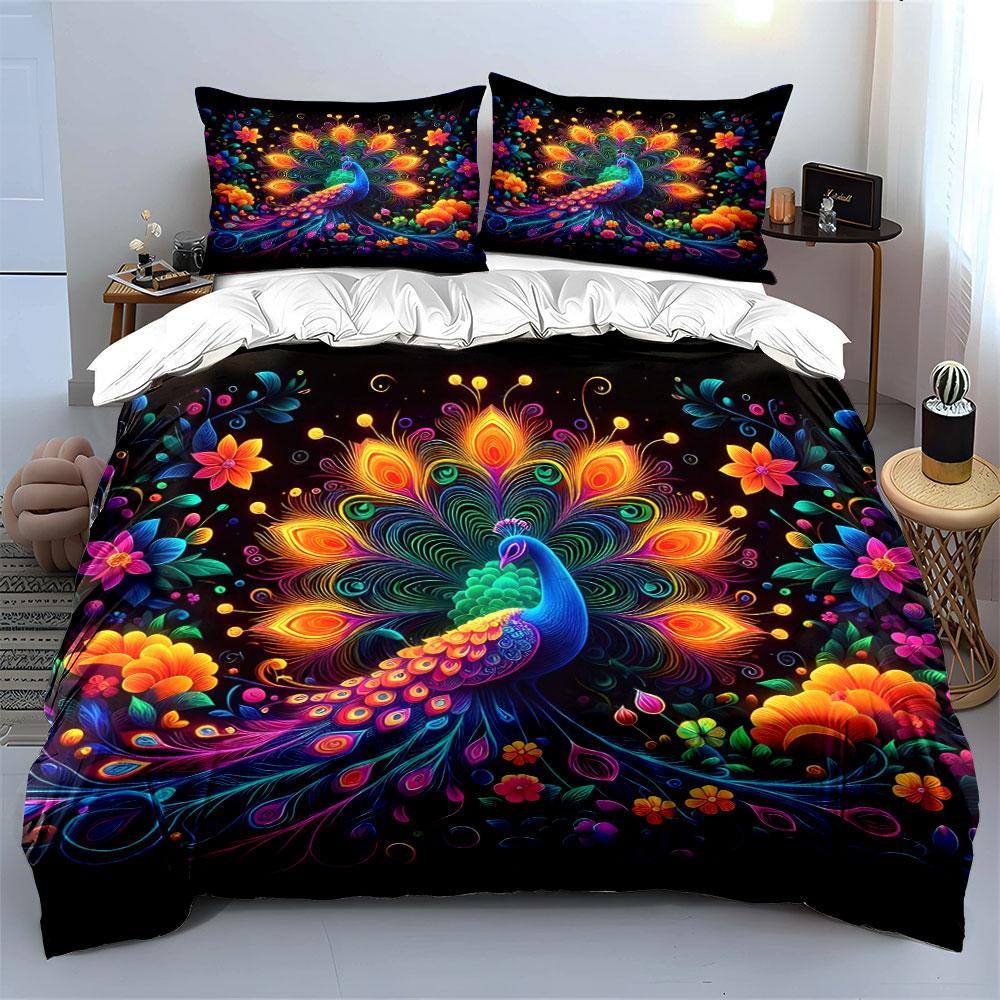 "Radiant peacock paradise blooms." Bedding sets Duvet covers Pillowcases(1* Duvet Cover 2* Pillowcases without duvet insert)