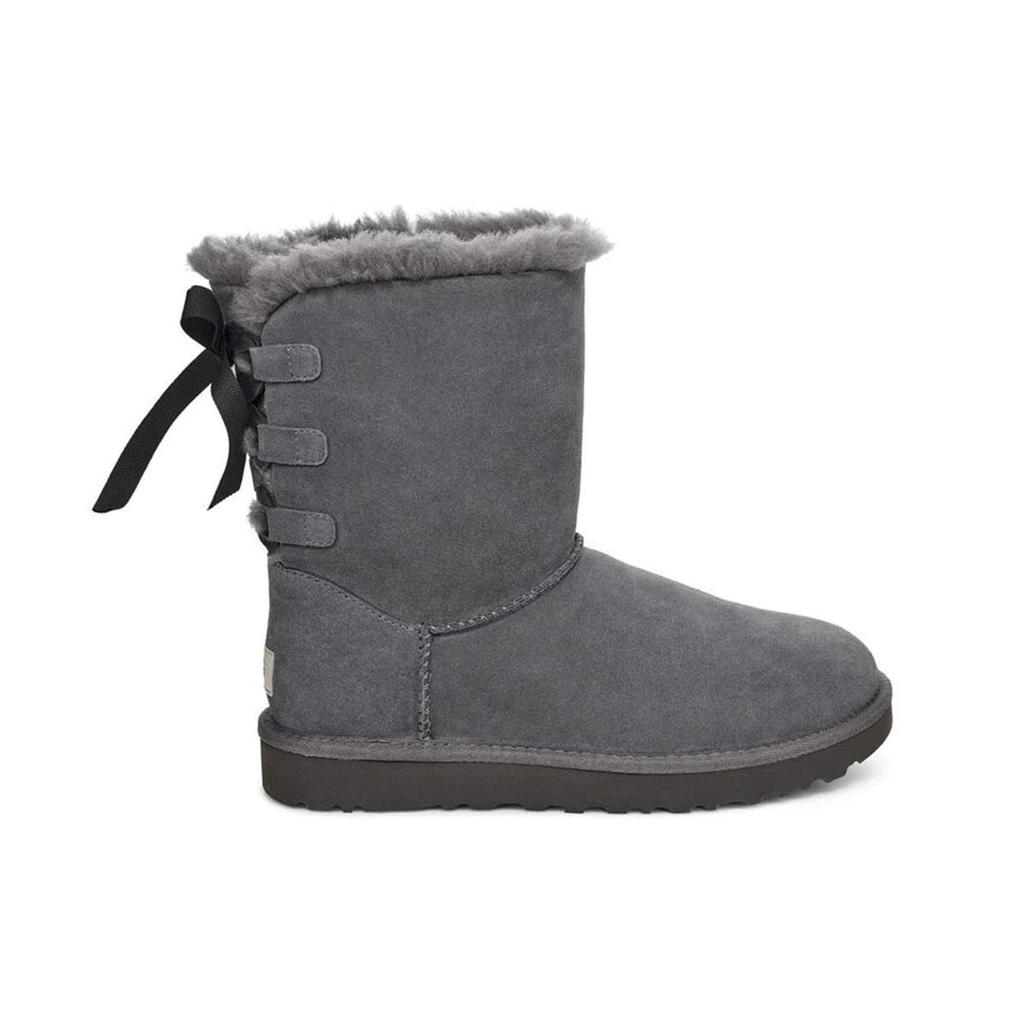 UGG Short Bow Stiefel Fleece Lined Gray Women's 1110706-CHRC