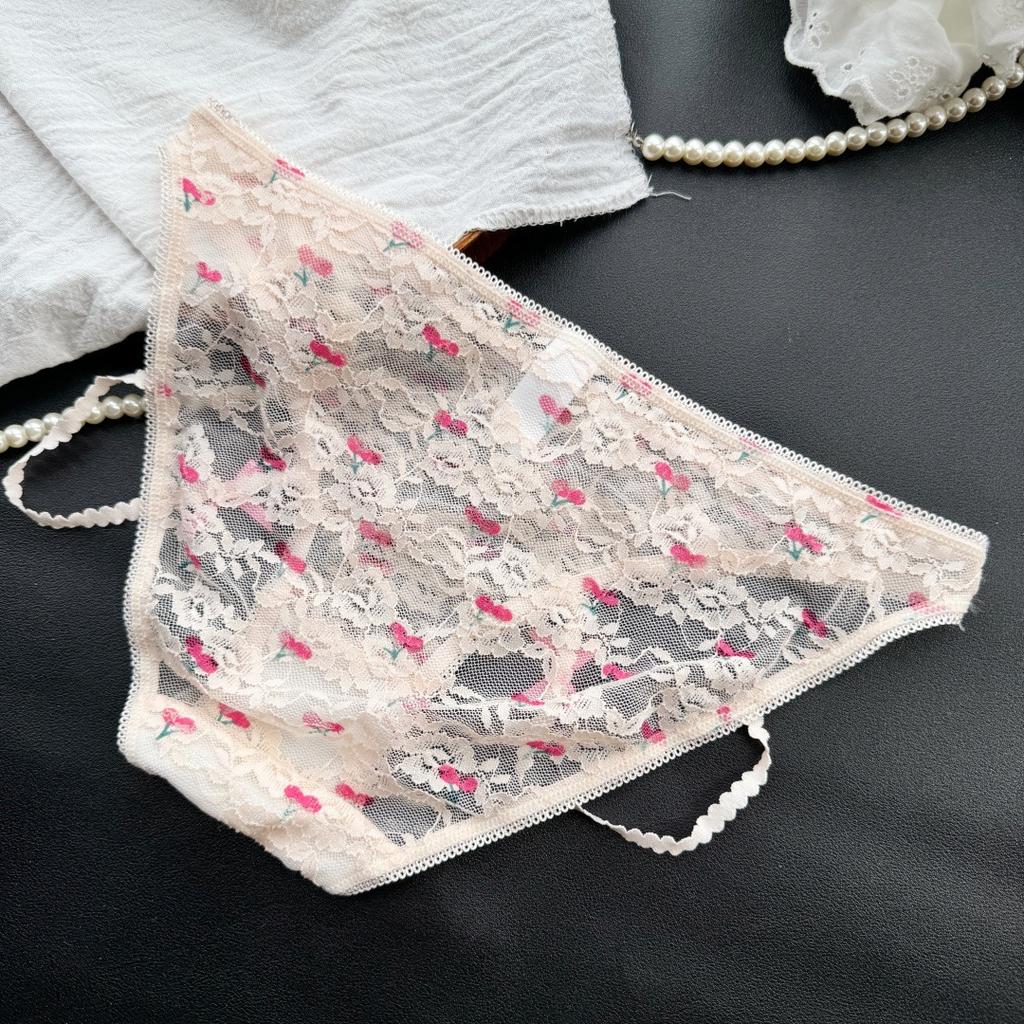 Lady Summer Sexy Lace Lovely Pure Desire Wind Print Triangle Briefs