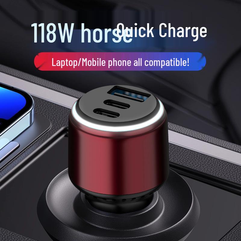 100W rychlá nabíječka do auta pro Apple, Samsung, Huawei - kompatibilní s PD pro mobilní telefony a notebooky