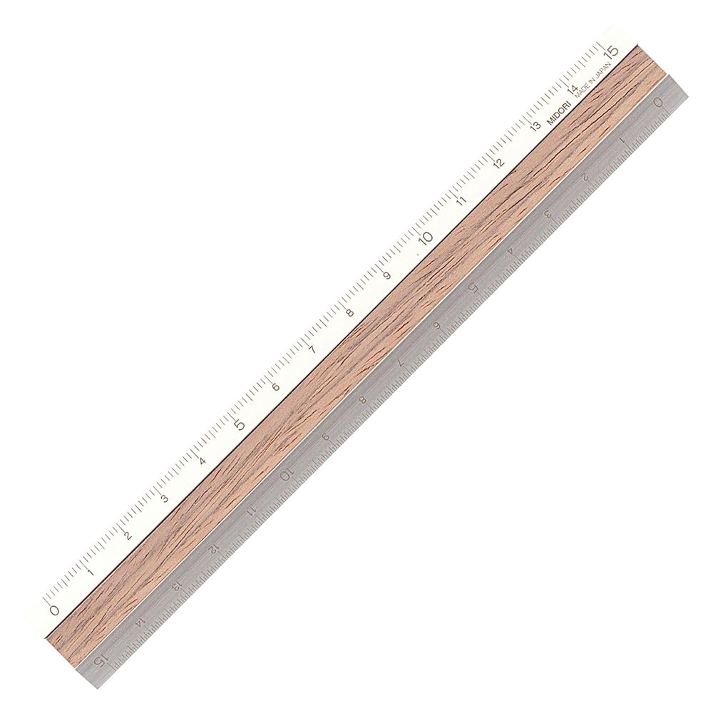 MIDORI Aluminum Wood Ruler 15cm Dark Brown A 42274006