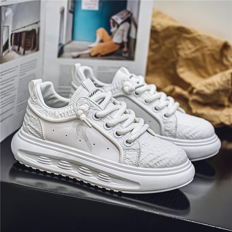 

Новые модные мужские кожаные однотонные кроссовки Alphabet универсальные толстые кружевные нескользящие кроссовки белые туфли размер 39-44 44 белый